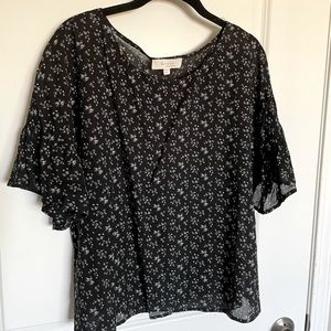 Vince Camuto Black Floral Blouse (Size M)